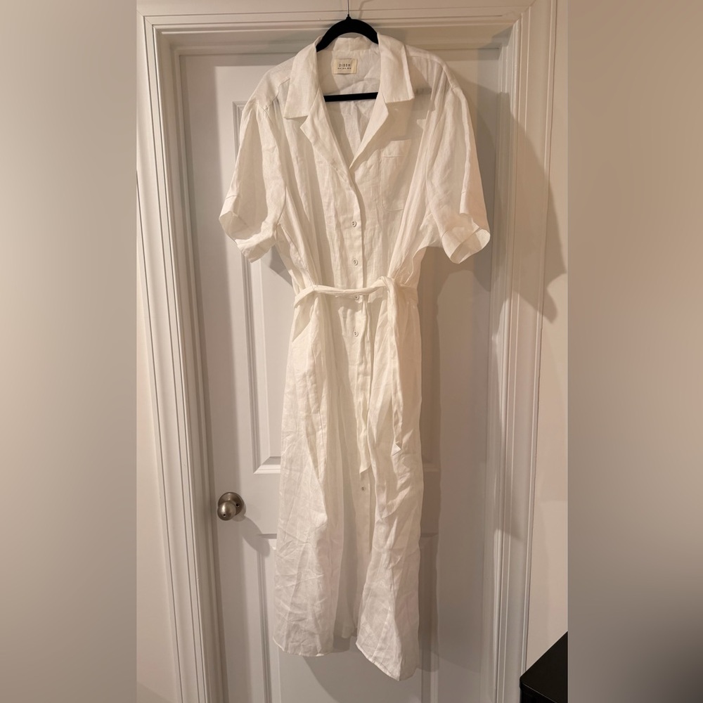 DISSH White Linen Button Down Women's Garment Dress